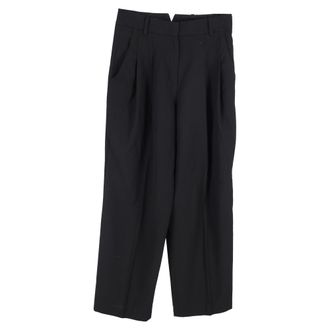 Frankie Shop Pleated Wide Leg Trousers in Black Polyester