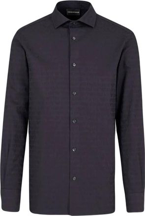 Emporio Armani Casual overhemd - Heren - Casual Overhemden - Blauw - L - Katoen - Overhemden