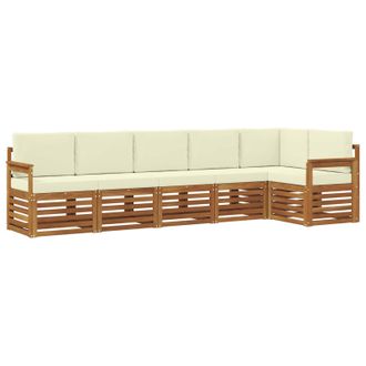 vidaXL Conjunto De Sof&aacute; Seccional Con Coj&iacute;n 6 Pcs Natural Y Crema Vidaxl