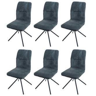 Hhg Hhg - Juego De 6 Sillas De Comedor 432, Silla De Cocina, Giratoria Con Retorno Autom&aacute;tico, Tejido/textil Chenilla (340 G/m&sup2;) &Ouml;ko-tex, Azul-verde