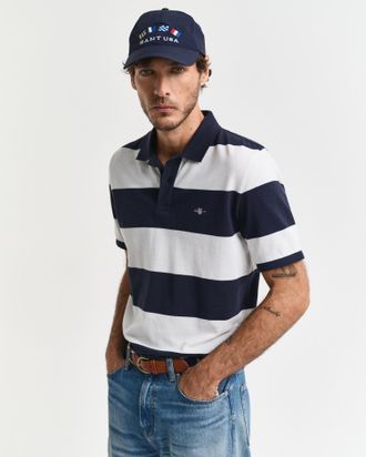 GANT Poloshirt GANT BLOCK STRIPE, Herren, Gr. 4XL, evening blau, Jersey, Obermaterial: 100% Baumwolle, gestreift, regular fit normal, Rundhals, eingesetzt 