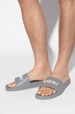 Amiri Slides With Logo, Mens, Grey