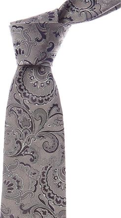 Etro Grey Paisley Silk Tie