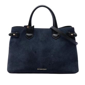 Burberry Pre-owned Banner Satchel - Dames - Vintage Shopper - Blauw - ONE Size - Leer - Vintage