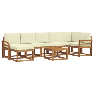 vidaXL Conjunto De Sof&aacute;s De Exterior Con Coj&iacute;n 8 Pcs Natural Y Crema Vidaxl