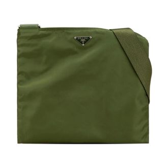 Prada Pre-owned Cross Body Bags, female, Green, Size: ONE SIZE Pre-owned Tessuto Zip Top Crossbody Bag