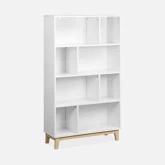 Sweeek Biblioteca Con Patas De Madera De 8 Compartimentos