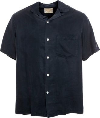 Portuguese Flannel Revere Collar Short Sleeve Shirt - Heren - Korte mouwen Overhemden - Blauw - S - Overhemden