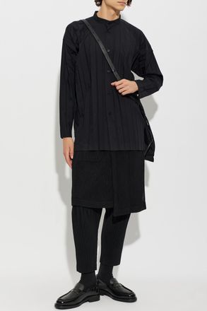Homme Pliss&eacute; Issey Miyake Pleated Shirt, Mens, Black