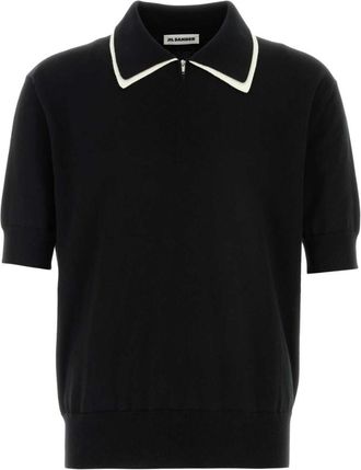 Jil Sander Black Solid Shirt Collar Polo