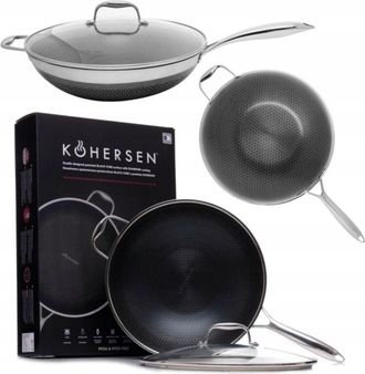 Ikohs Kohersen Sart&eacute;n 71111 Negro Plateado Acero Inoxidable Aluminio &Oslash; 32 Cm