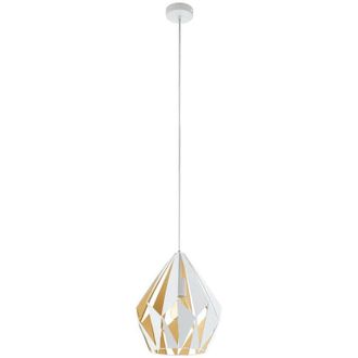 Eglo Eglo - Carlton Wire Frame Pendant Ceiling Light White, Honey Gold