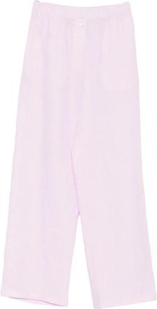 Riviera & Bar Broeken met elastische tailleband - Dames - Wijde Broeken - Roze - M - Linnen - Broeken