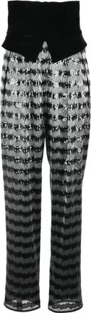 Emporio Armani High-Waisted Sequin Trousers - Silver/Black