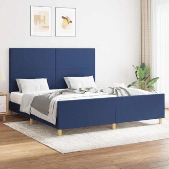 vidaXL Vidaxl Cama Sin Colch&oacute;n Tela Azul 160x200 Cm