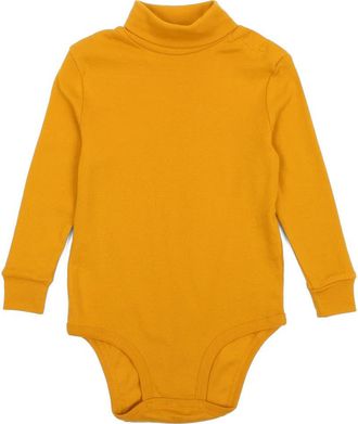 Leveret Cotton Neutral Solid Turtleneck Bodysuit in Mustard Yellow at Nordstrom, Size 18-24M