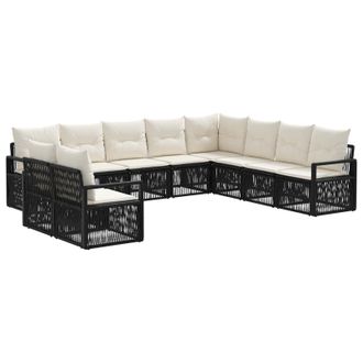 vidaXL Conjunto De Sof&aacute;s De Jard&iacute;n 10 Pcs Negro Rat&aacute;n Sint&eacute;tico Vidaxl