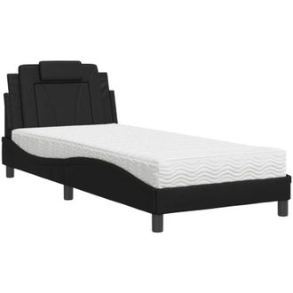 vidaXL Cama Viana Con Colch&oacute;n Cuero Sint&eacute;tico Negro 90x200 Cm Vidaxl