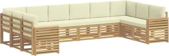 vidaXL Conjunto De Sof&aacute;s De Exterior 10 Uds. Blanco Y Crema Poli&eacute;ster Vidaxl