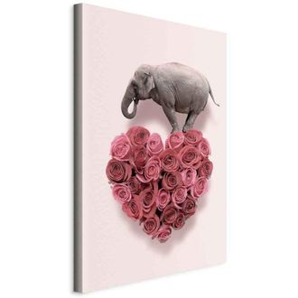 OEM Imagen - Amante De Las Rosas (1 Parte) - Un Elefante En Un Coraz&oacute;n De Flores Sobre Un Fondo Rosa