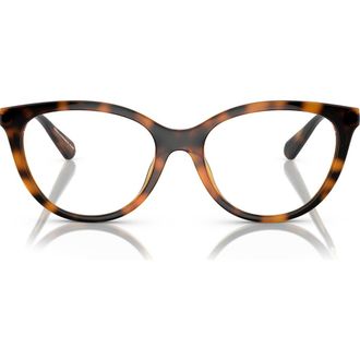 Emporio Armani 53mm Cat Eye Optical Glasses in Shiny Tundra /Clear at Nordstrom