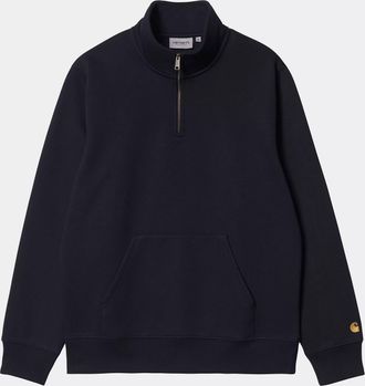 Carhartt Work in Progress Mens CHASE NECK 1/4 ZIP DARK NAVY/GOLD - Blue Cotton - Size X-Large