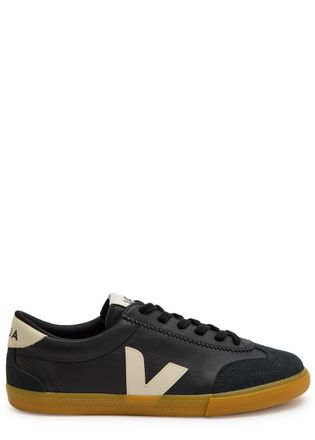 Veja Volley Panelled Grained Leather Sneakers - Black And White - 36 (IT36 / UK3)