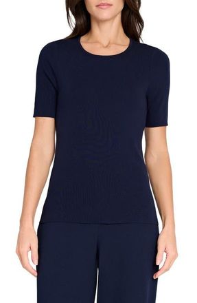Tahari by ASL Short Sleeve Sweater in Deep Navy at Nordstrom, Size X-Large P
