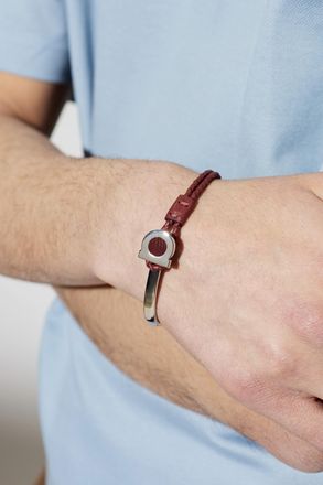 Ferragamo Bracelet With Logo, Mens, Burgundy