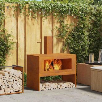 vidaXL Hoguera Marr&oacute;n 80 X 50 X 96 Cm Acero Oxidado Vidaxl