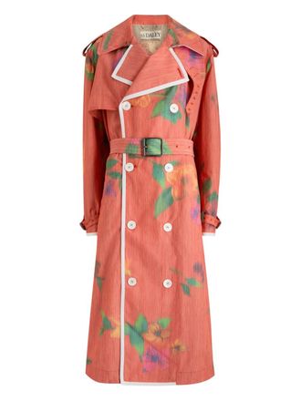 S.S.Daley Edna floral belted trench coat - Rosso
