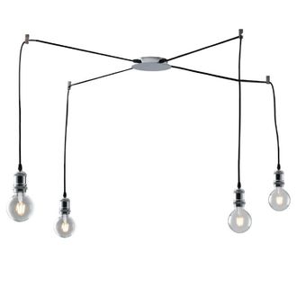 Netlighting GROOVE 4 Light Cluster Pendant Ceiling Light Chrome 250cm in Grey