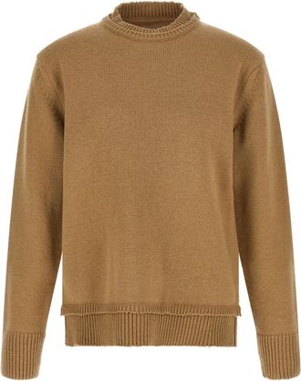 Maison Margiela Trui met elleboogstukken - Heren - Ronde hals truien - Beige - L - Katoen - Truien & Vesten