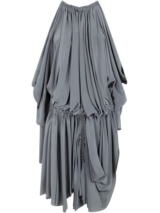 Balmain Open Shoulder Fluid Crepe Dress