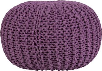 Beliani Beliani - Puf Otomana Violeta Tejido De Algod&oacute;n Relleno De Eps Reposapi&eacute;s Peque&ntilde;o Redondo 50 X 35 Cm Conrad