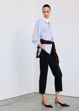 Mango Pantaloni diritti gessati navy - Donna - 36 - MANGO