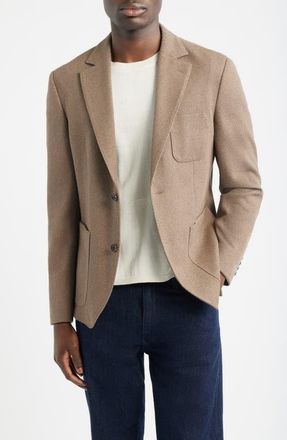 Nordstrom Henrik Trim Fit Brown Knit Cotton Blend Sport Coat in Brown Kiwi Textured Knit at Nordstrom, Size Xxx-Large
