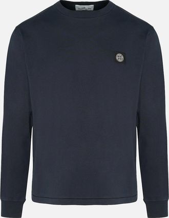 Stone Island Mens S0013 PATCH LOGO LS TEE - Navy - Size: 42