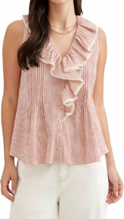 Entro Sancia Stripe Sleeveless Top In Red
