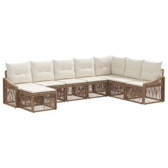 vidaXL Conjunto De Sof&aacute;s De Jard&iacute;n 8 Pcs Beige Rat&aacute;n Sint&eacute;tico Vidaxl