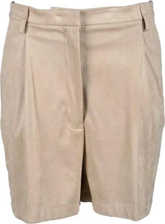 Violanti Beige Pleated Polyester-Blend Shorts
