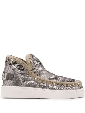 Mou round toe sequin eskimo sneakers - women - Leather/Sequin/Rubber - 36 - Silver