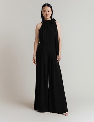 Ghost London Myla Crepe Halter Neck Jumpsuit in Black at Nordstrom, Size 12