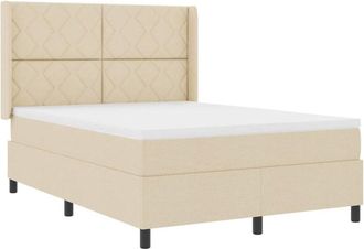 vidaXL Cama Tipo Box Spring Con Colch&oacute;n Crema 160 X 200 Cm Tela Vidaxl