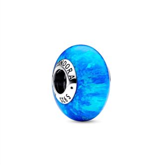 Pandora Womens Ocean Deep Rounded Murano Glass Charm In Opalescent Blue