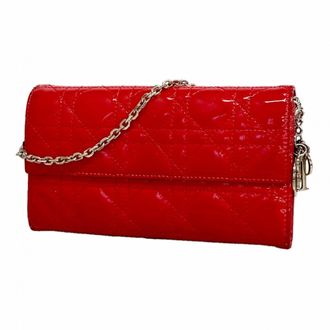 Dior Red Color Long Wallet (Bi-Fold) (Pre-Owned)