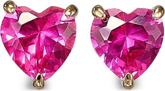 Anabela Chan Orecchini a bottone mini Heart in oro vermeil 18kt con rubino