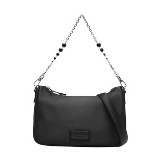 Emporio Armani Satin Shoulder Bag with Chain Strap - female - Emporio Armani - Shoulder Bags - Black - ONE SIZE - Bags