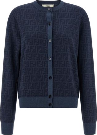 Fendi Blue FF wool cardigan