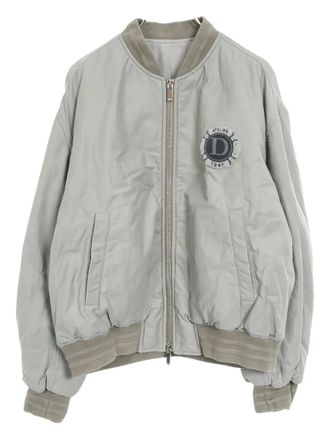 Dior 2010s logo patch bomber jacket - men - Cotton/Nylon - 54 - Grey